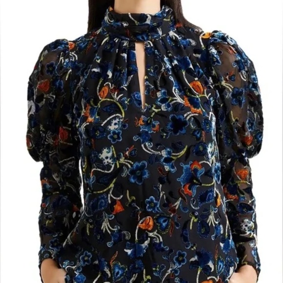 French Connection Avery Velvet Burnout Top, sz XS - Picture 1 of 4